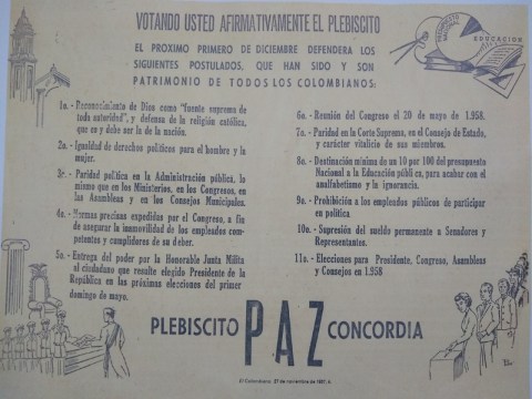 Pancarta Plebiscito colombiano de 1957