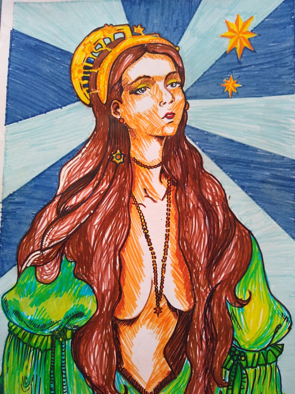 Ilustración mujer torso desnudo