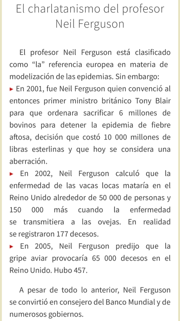 Noticia sobre Neil Ferguson