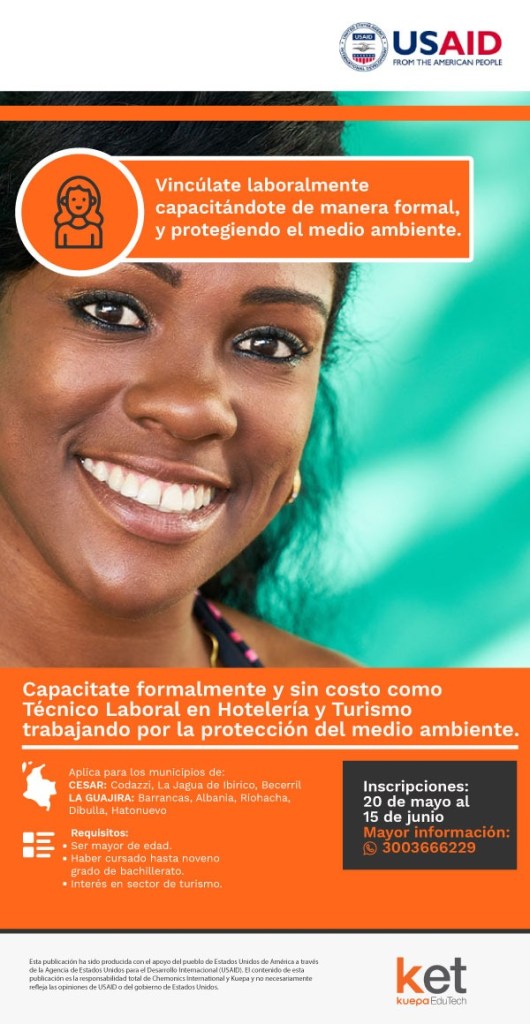 En Cesar y Guajira: convocatoria para formación laboral en hotelería y&nbsp;turismo