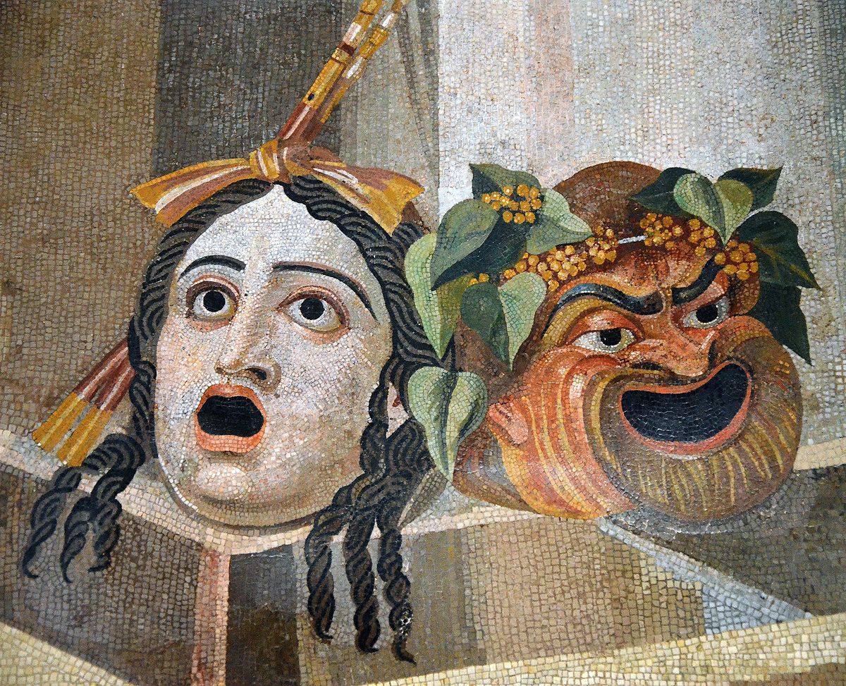 Mosaico romano representativo del teatro