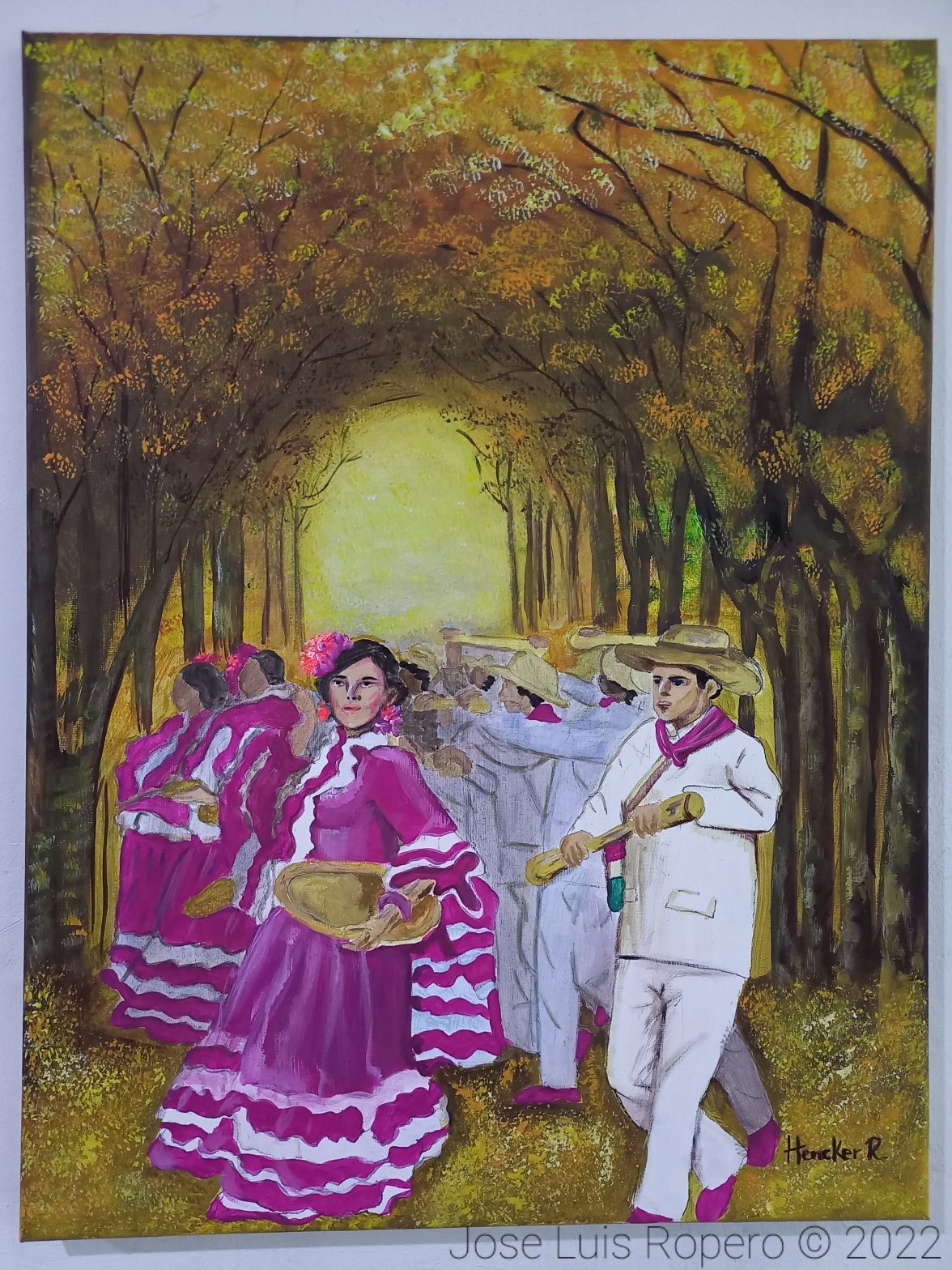 Pintura de un grupo de personas bailando