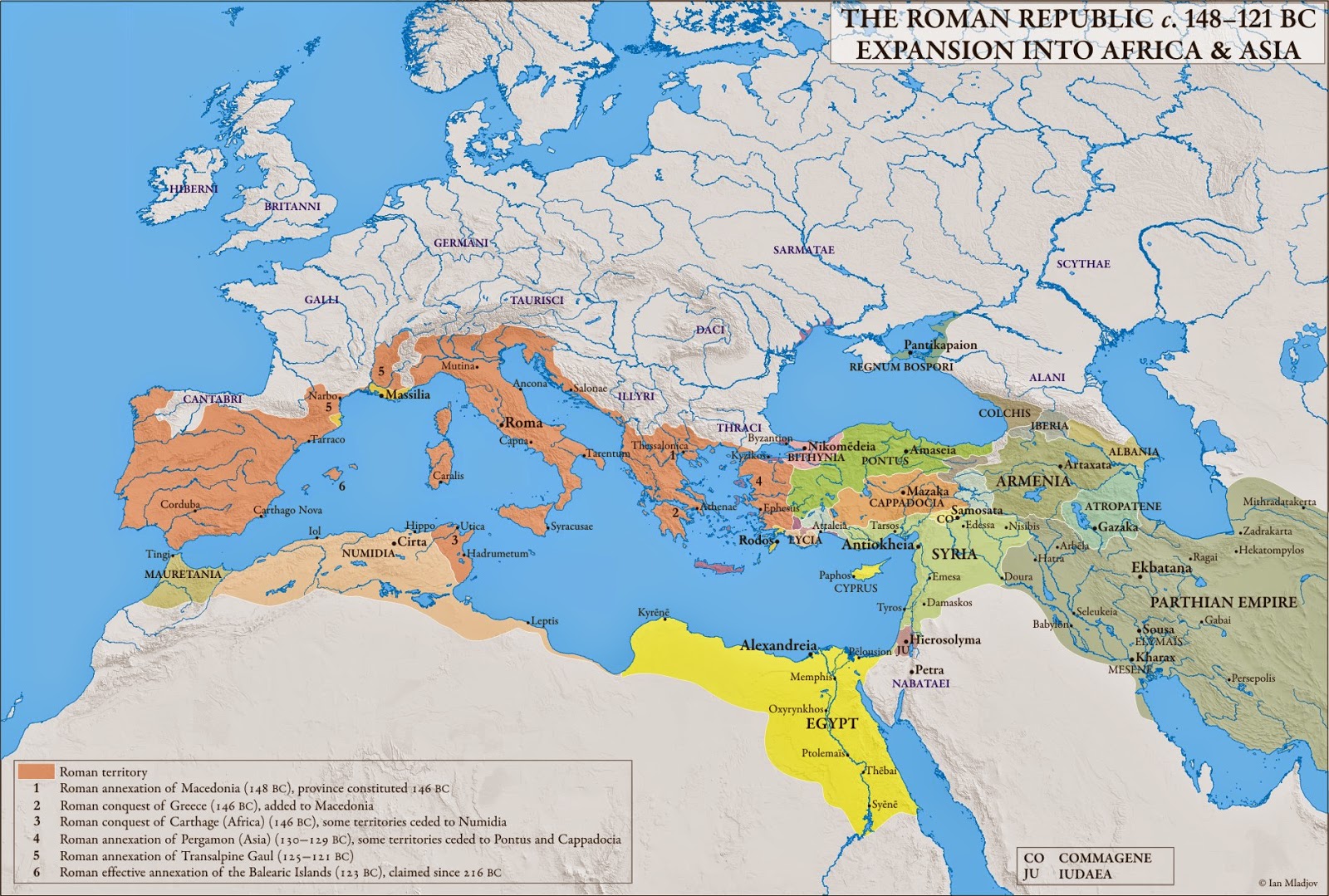 Mapa de Roma, era republicana siglo II AC.