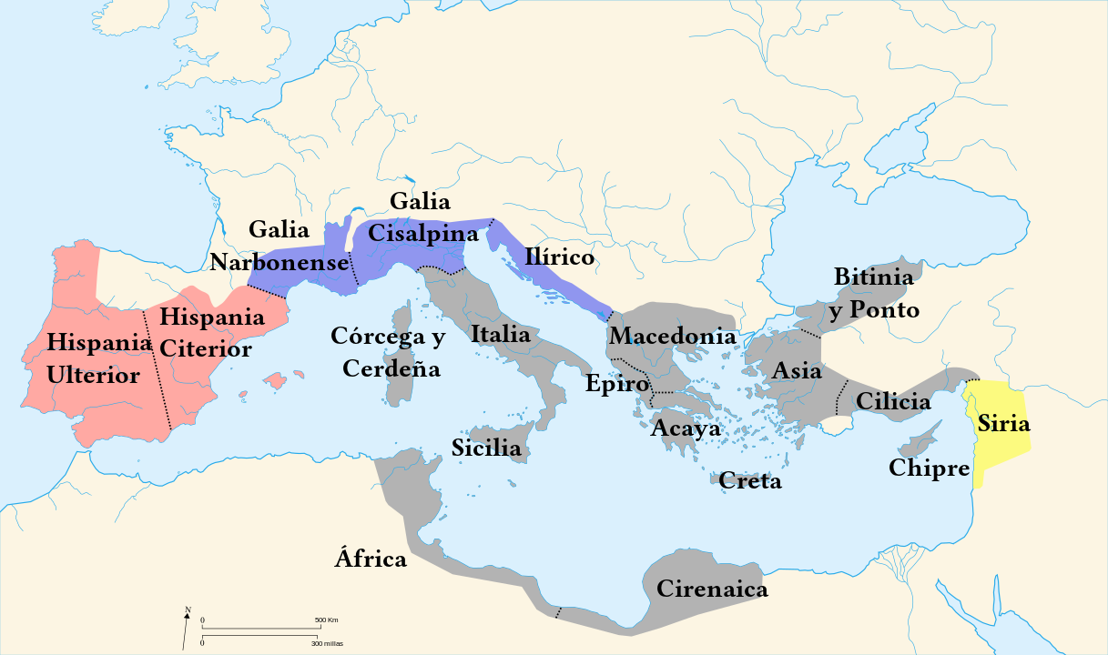 Mapa de las provincias romanas año 56