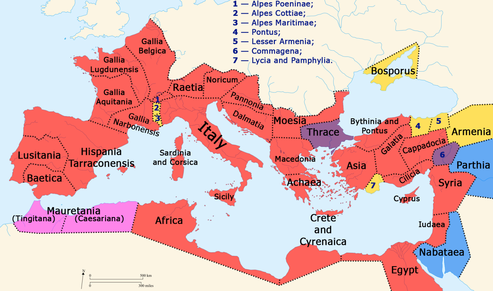 Mapa del Imperio Romano siglo I.