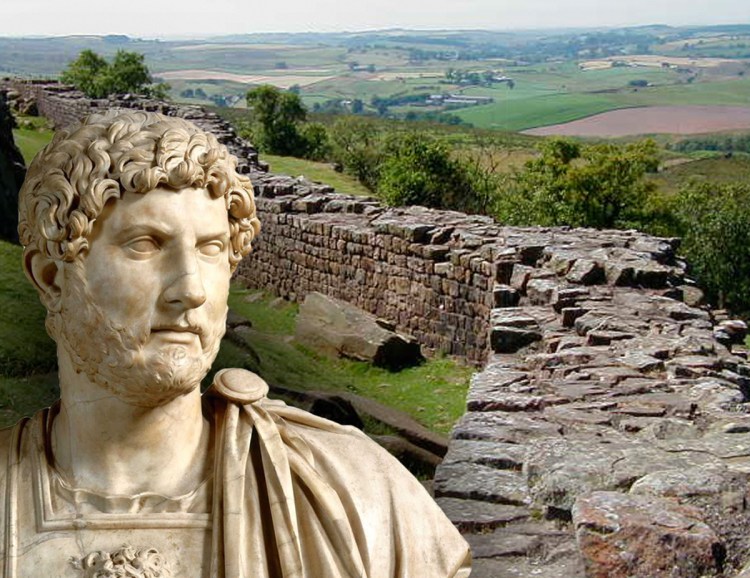Composición del emperador romano adriano y la muralla