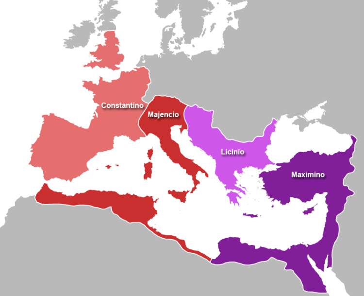 Mapa del Imperio Romano en el año 311.