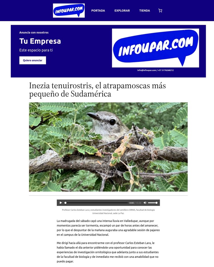 Captura de pantalla de una página web en colores azul y blanco.