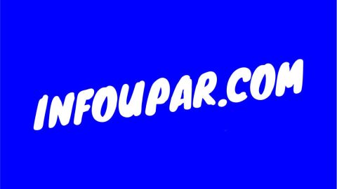 Logotipo con el texto "infoupar.com" con letras blancas sobre un fondo azul.