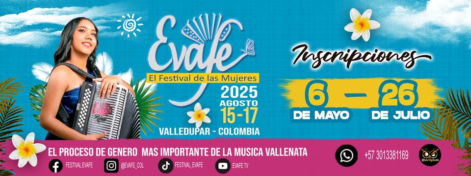 Banner de un encuentro femenino de música de acordeón en Valledupar