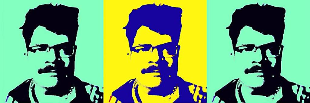 Tríptico en popart de una fotografía retrato