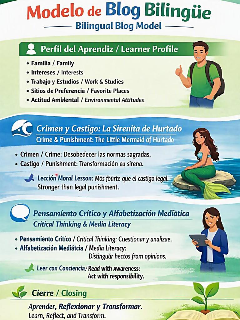 Ilustración sobre los contenidos de un blog personal.